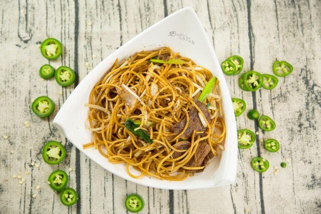 Black Pepper Beef Pan Fried Spaghetti